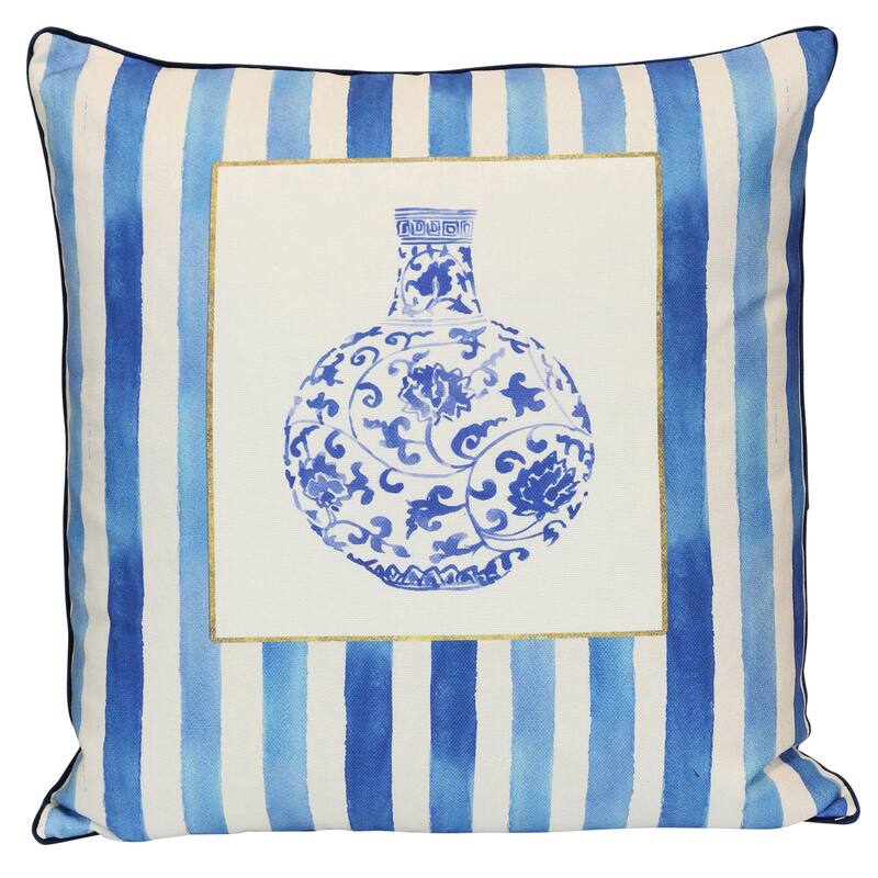 StyleCraft Tamara Day for StyleCraft Porcelain Vessel Pillow - 24" x 24" - Blue, Soft White