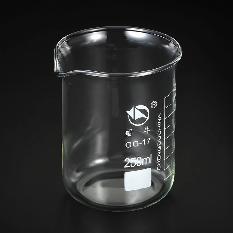 250ml Low Form Glass Beaker, 3.3 Borosilicate Lab Measuring Cups - Clear