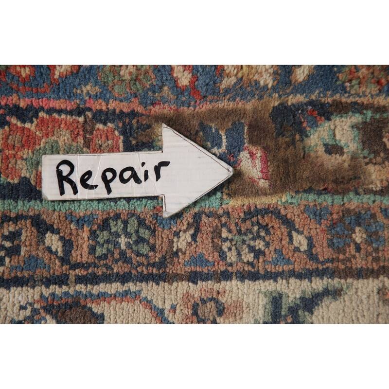 Mashad Persian Vintage Area Rug Handmade Wool Carpet - 10'2" x 12'11"