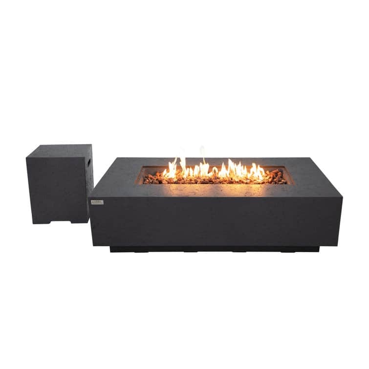 AMS Fireplace Madison Travertine Fire Pit Bundle - 60" x 32" x 17"