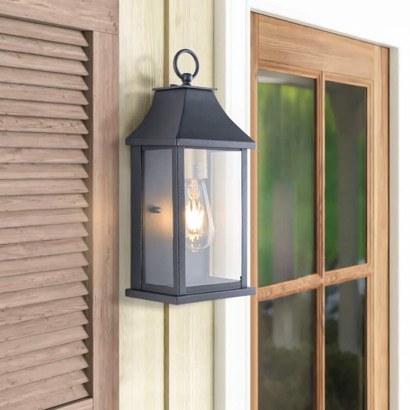 Maxax Black Metal Glass Shade Outdoor Wall Light