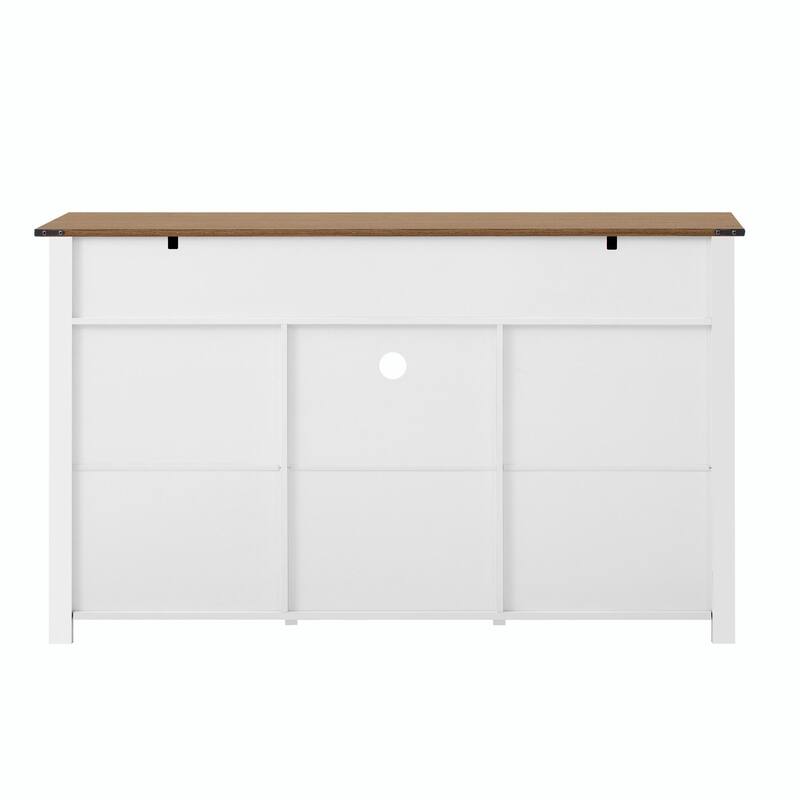 55'' Sliding Barn Door Sideboard with 3 Drawers, Particle Board & Metal Mesh Storage Cabinet
