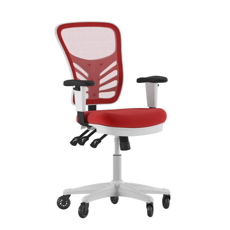 Mid-Back Ergonomic Multifunction Mesh Chair with Polyurethane Wheels