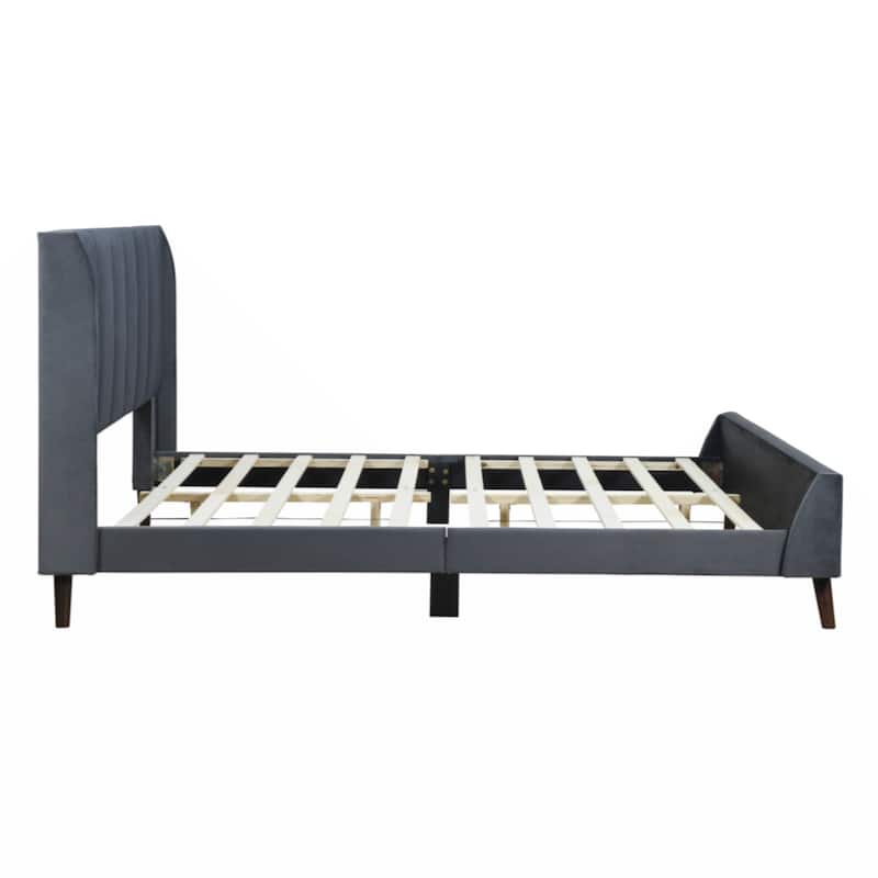Queen Size Upholstered Platform Bed, Velvet