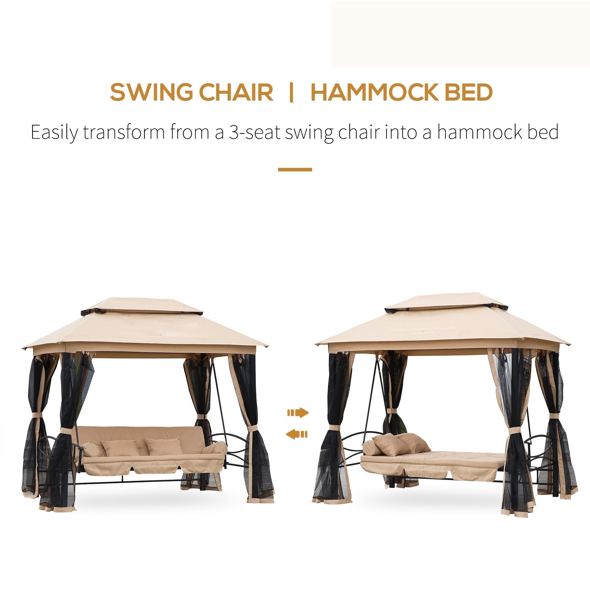Outdoor patio daybed canopy gazebo swing with mesh walls 2025