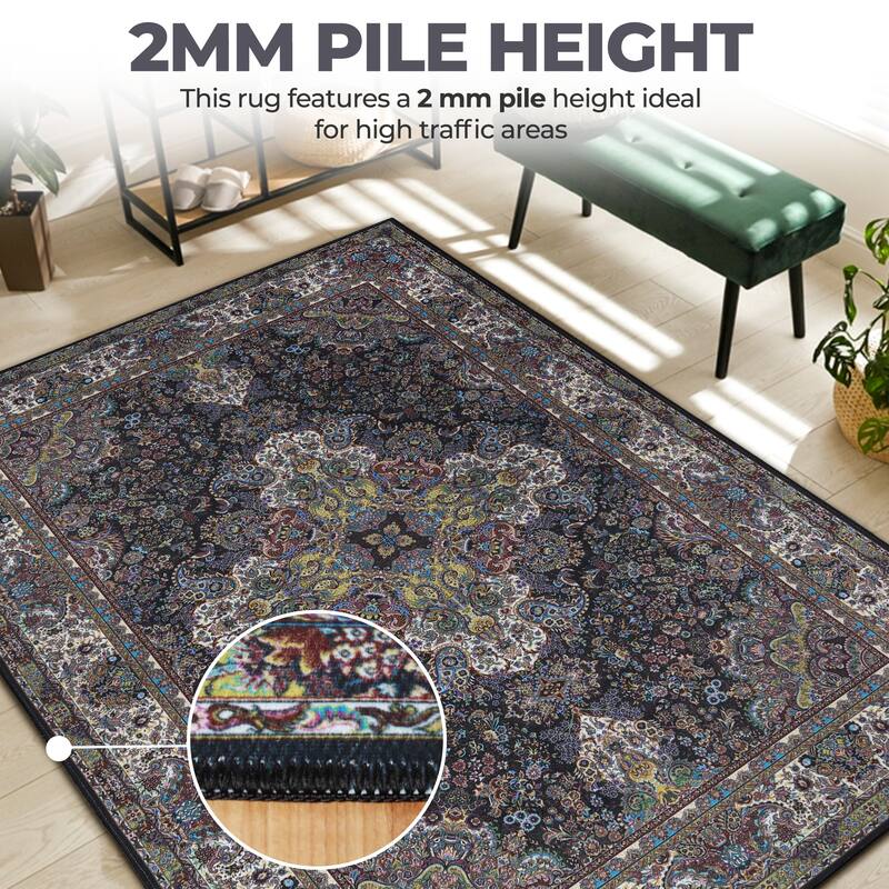 Superior Flamingo Medallion Machine Washable Indoor Area Rug or Runner