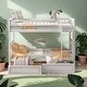 preview thumbnail 2 of 6, Minimalist Style Twin over Twin Bunk Bed with 2 Drawers and Fence-shaped Guardrail, Convertible Beds, Versatile Usage, White