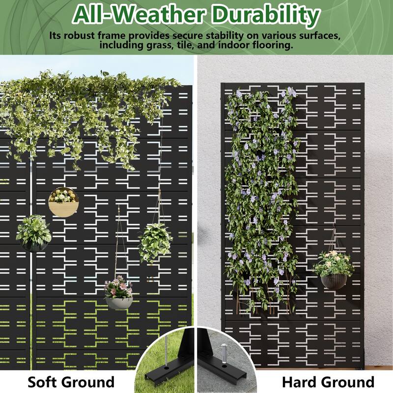 Outdoor Privacy Screen Metal Screen Fence Panel Set of 2