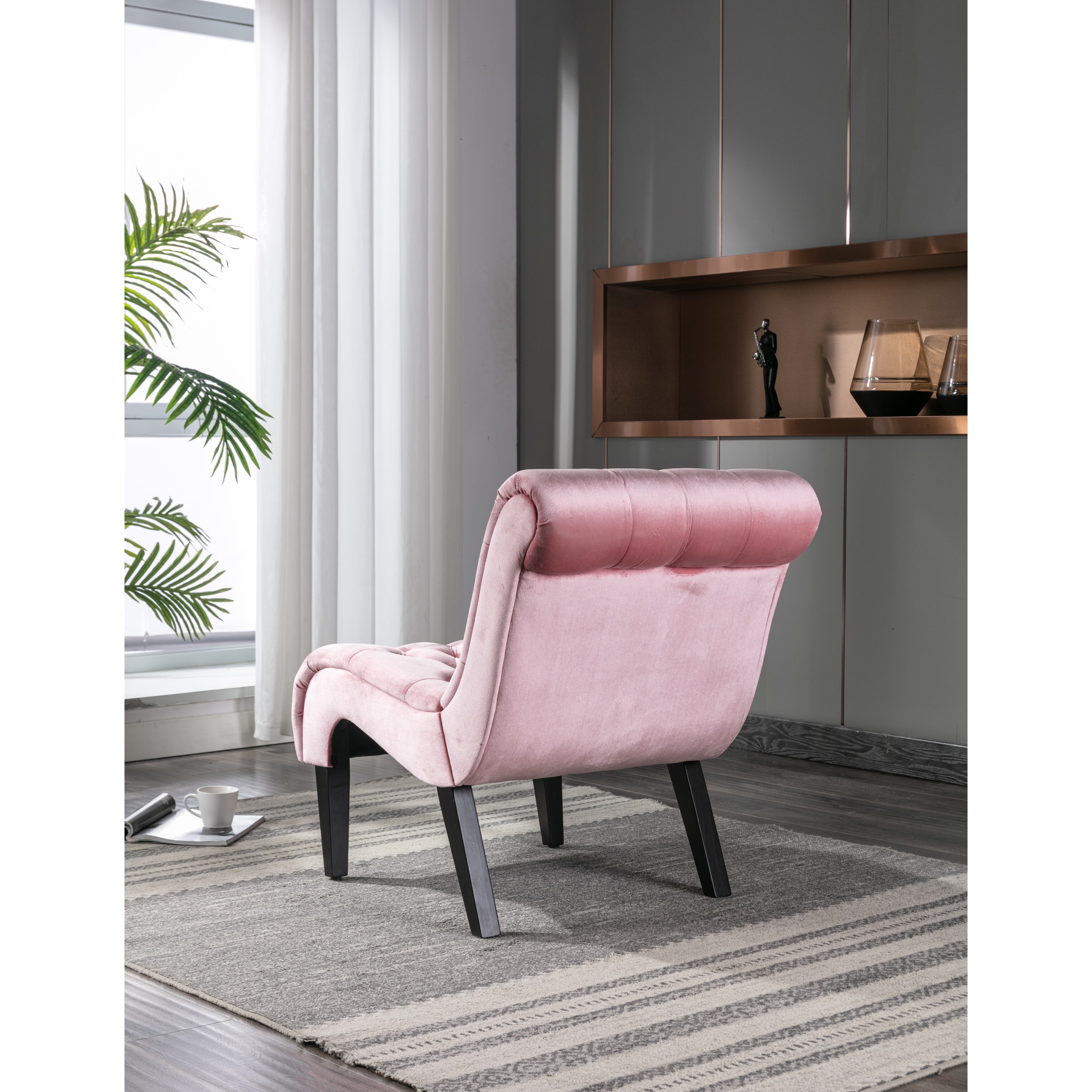 pink velvet dressing table chair Velvet Tufted Armchair, Upholstered Barrel Chair, for Living Room,Pink -  Bed Bath & Beyond