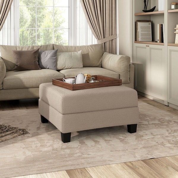 slide 2 of 13, Furniture of America Xenia Modern Boucle Ottoman with Storage Beige