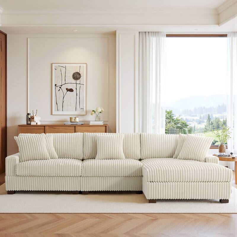 Modular Sectional Sofa Set with Adjustable Headrests and Ottomans