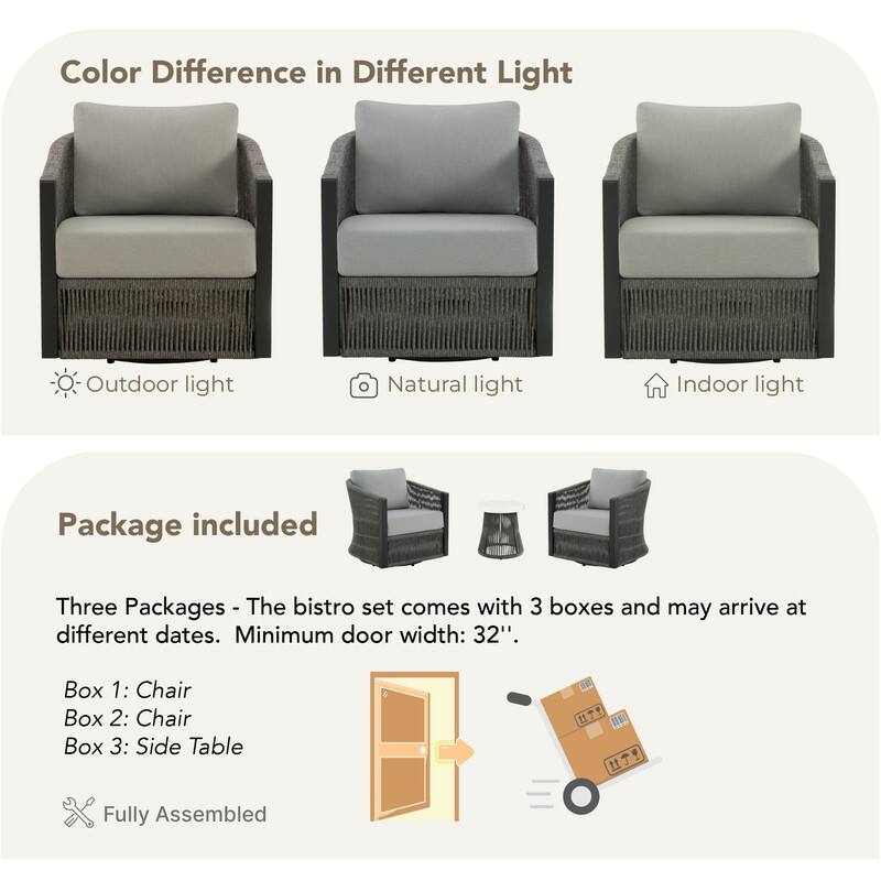 Spruce & Spring Carlos 3-Piece Outdoor Patio Furniture Conversation Sets