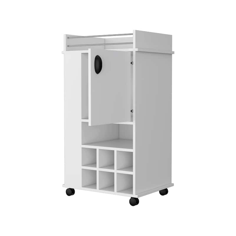 Allandale 1-Door Bar Cart with Wine Rack and Casters