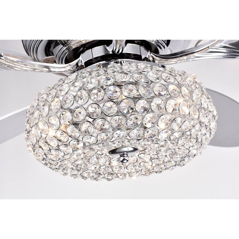 Shelby 52 Inch Crystal Light Shade Ceiling Fan with Remote