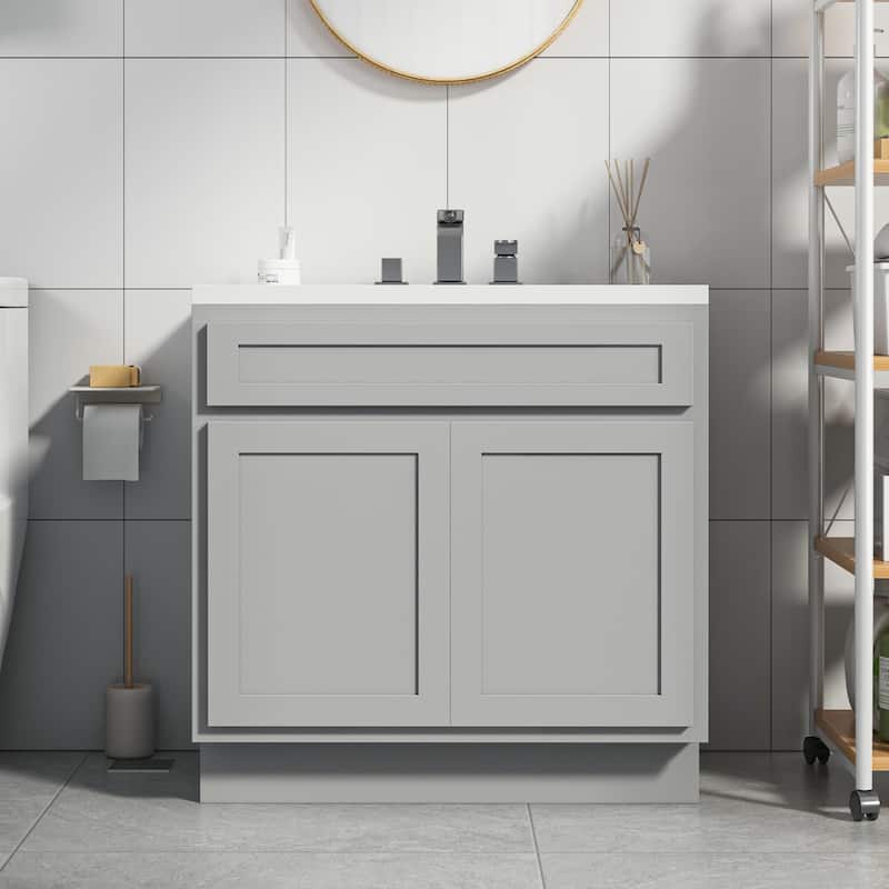 Vanity Art 36 Inch Single Sink Bathroom Vanity Cabinet - Grey