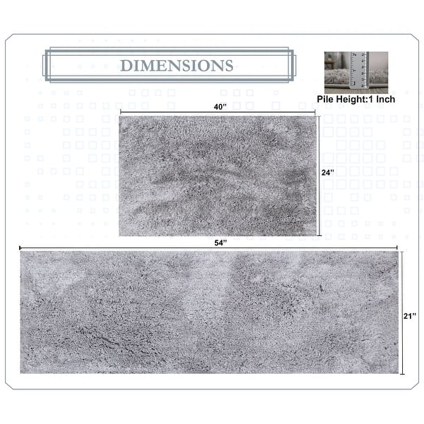 dimension image slide 14 of 28, Luxury Plush Bathroom Rug Set - Quick-Dry, Soft Microfiber, Non-Slip, Absorbent & Washable Bath Mats