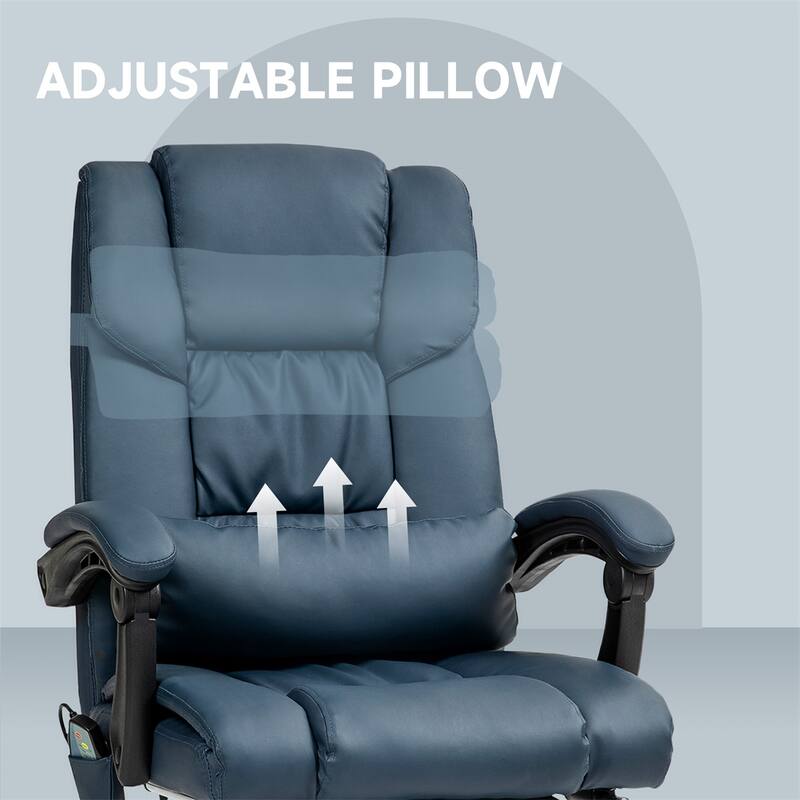 Adjustable Recliner Office Chair with Footrest Vibration Massage and High Back Swivel Wheels - 26" W x 29.5" D x 44"-48" H