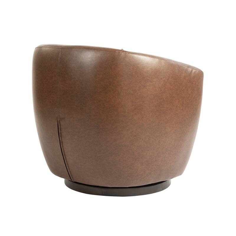 Upholstered Swivel Barrel Armchair with Storage and Metal Base
