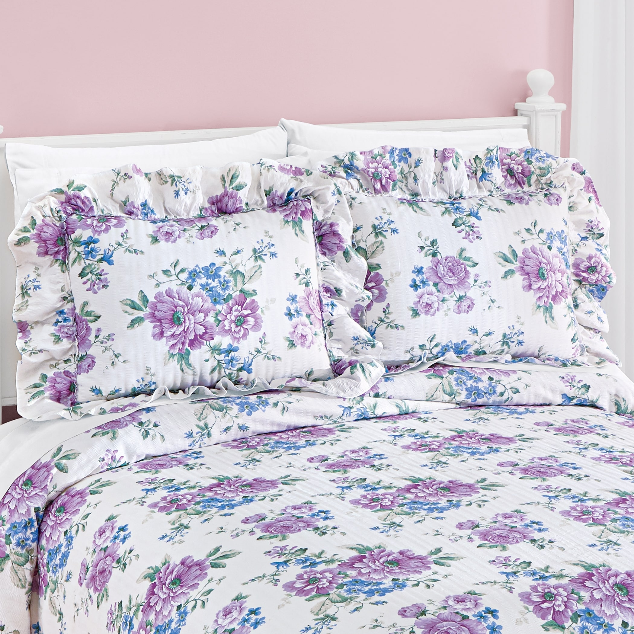 Allison Plisse Lavender Floral Pillow Shams Set of 2