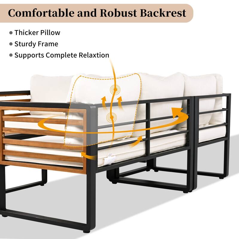 4-Piece Outdoor Patio Set with Cushions and Coffee Table