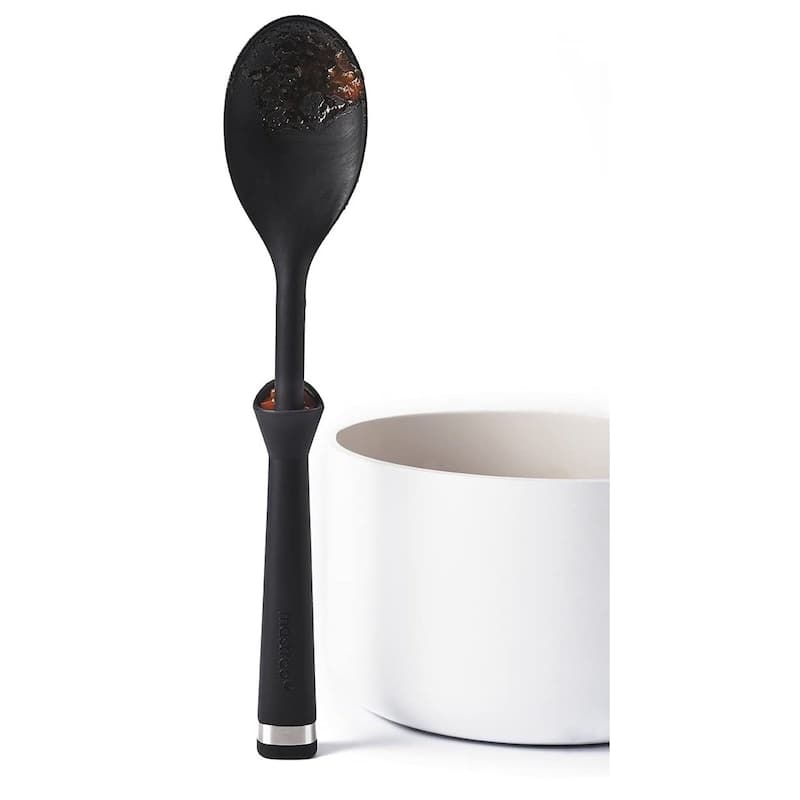 Mastrad 12" Silicone Standing Spoon - Self Balancing Spoon Stands On Its Own - No Mess, No Spoon Rest