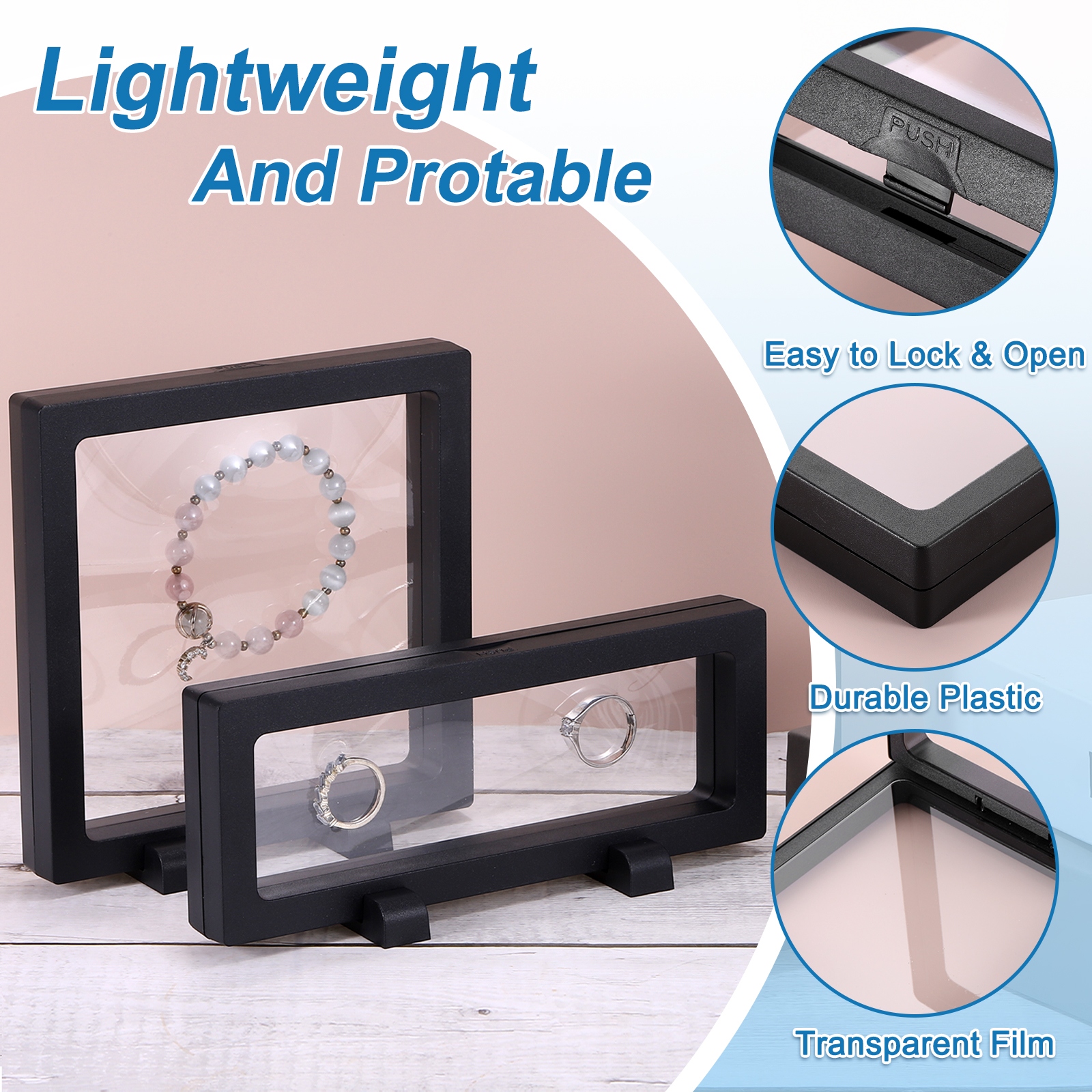 3D Floating Display Case Transparent Jewelry Storage Box - Bed