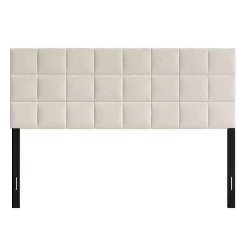 CraftPorch Square Stitching Velvet Upholstered Headboard - Beige - Full