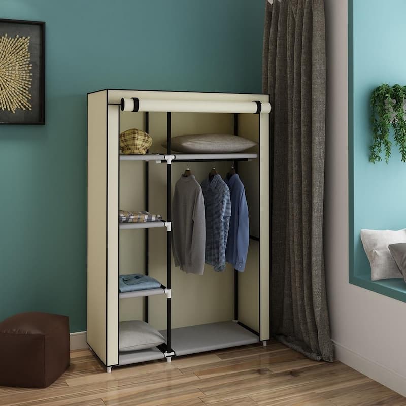 64-inch Portable Closet Storage Organizer Wardrobe Clothes Rack