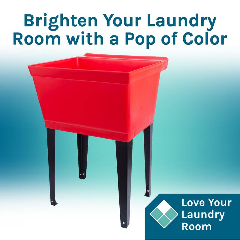 TEHILA Utility Sink Laundry Tub with Black High Arc Coil Faucet