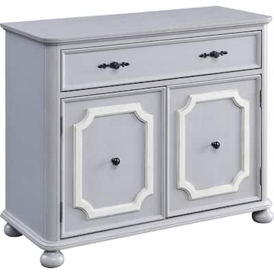 MDF Cabinet with Double Door Storage and Bun Feet, White
