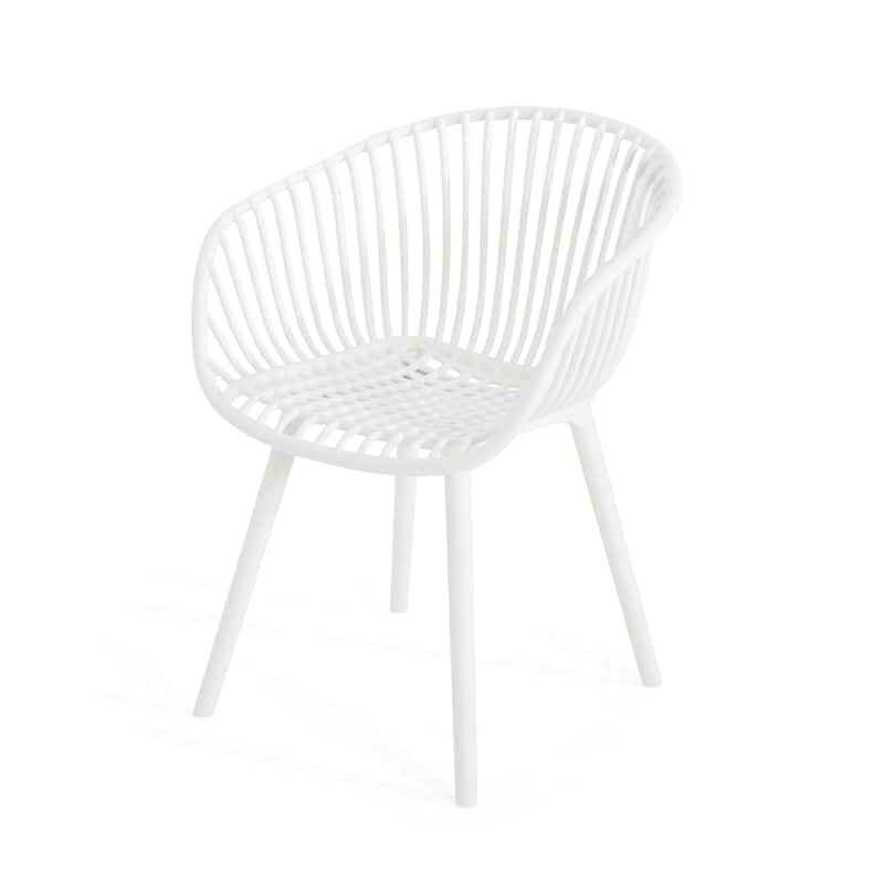 Outdoor Dining Chairs Set of 2 Patio Chairs, White Reading Chair Accent Chair Reception Chair Side Chair