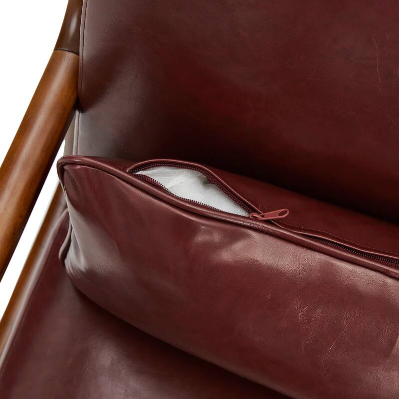 Glitzhome Set of 2 30.75"H Mid-Century Modern PU Leather Accent Chairs with Cushion - 25.75"W x 33.75"D x 30.75"H