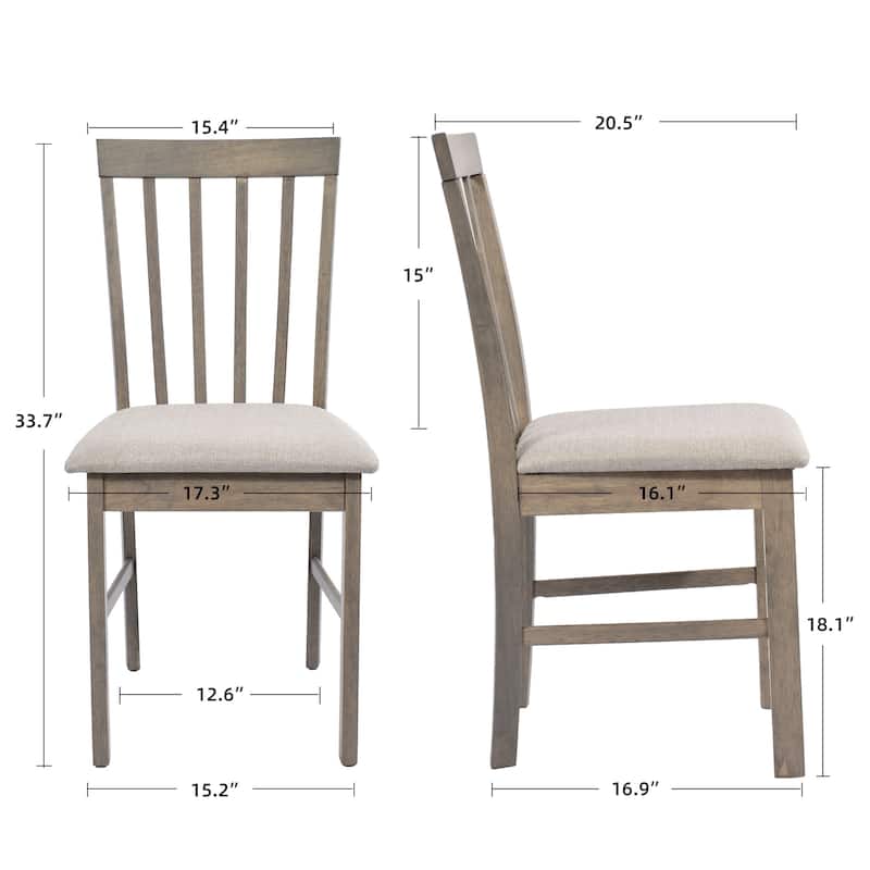 5-Piece Farmhouse Wooden Dining Room Set (1 Table+ 4 Slat Back Chairs)
