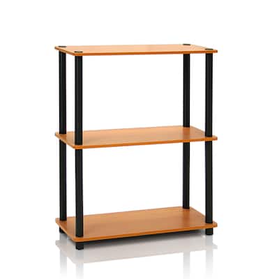 3 Tiers Wood Household Shelving Unit in Light Cherry/Black (23.6 in. W x 29.5 in. H x 11.6 in. D) - 23.6