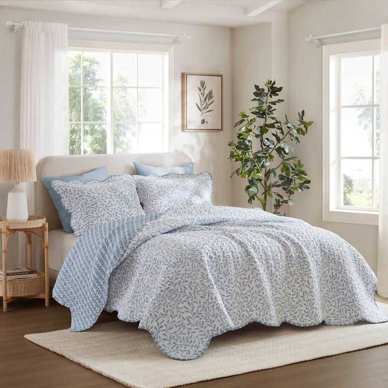 Madison Park Darcy 3 Piece Print Quilt Set - King - Blue
