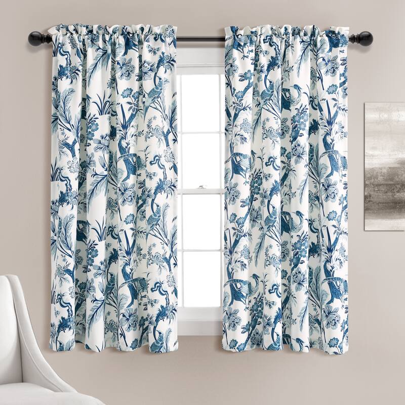 Lush Decor Dolores Room-darkening Floral Curtain Panel Pair - 52" W x 63" L - Blue
