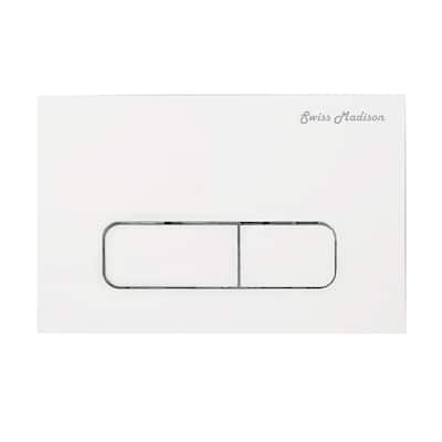 Wall Mount Dual Flush Actuator Plate With Rectangle Push Buttons In White - 9.65" x 6.5" 0.5"