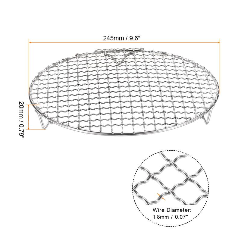 2pcs Round Cooking Rack 9.6" 201 Stainless Steel Barbecue Grill with 20mm Legs - 9.6 Inch - Silver
