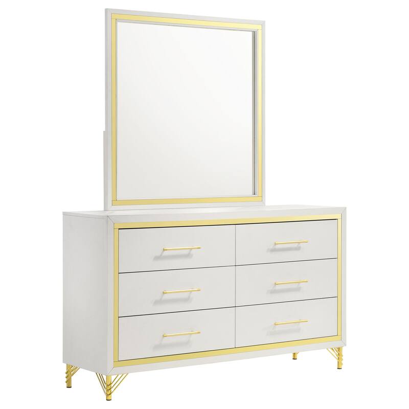 Lucia Modern Classic 6-drawer Dresser White - Dresser with Mirror (White)