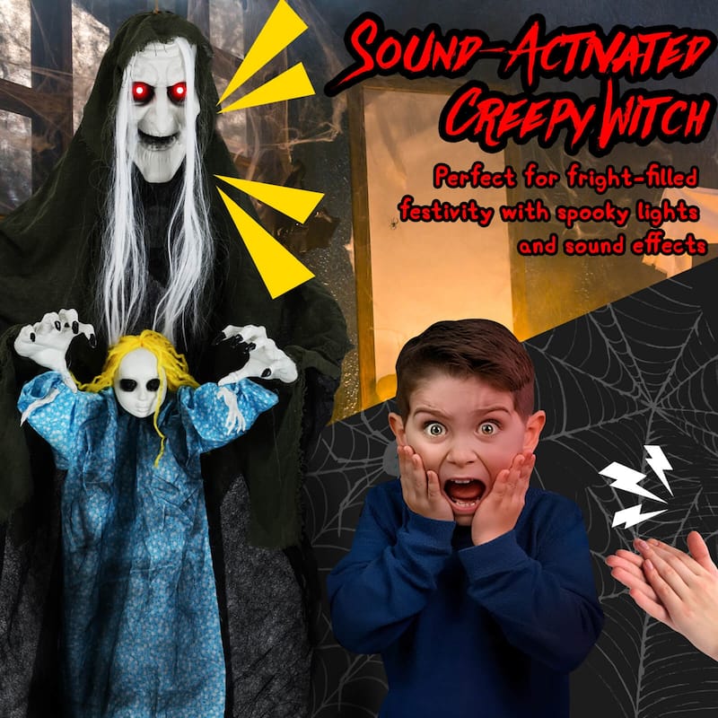6.1 FT Hanging Animatronic Halloween Décor Sound-Activated Props