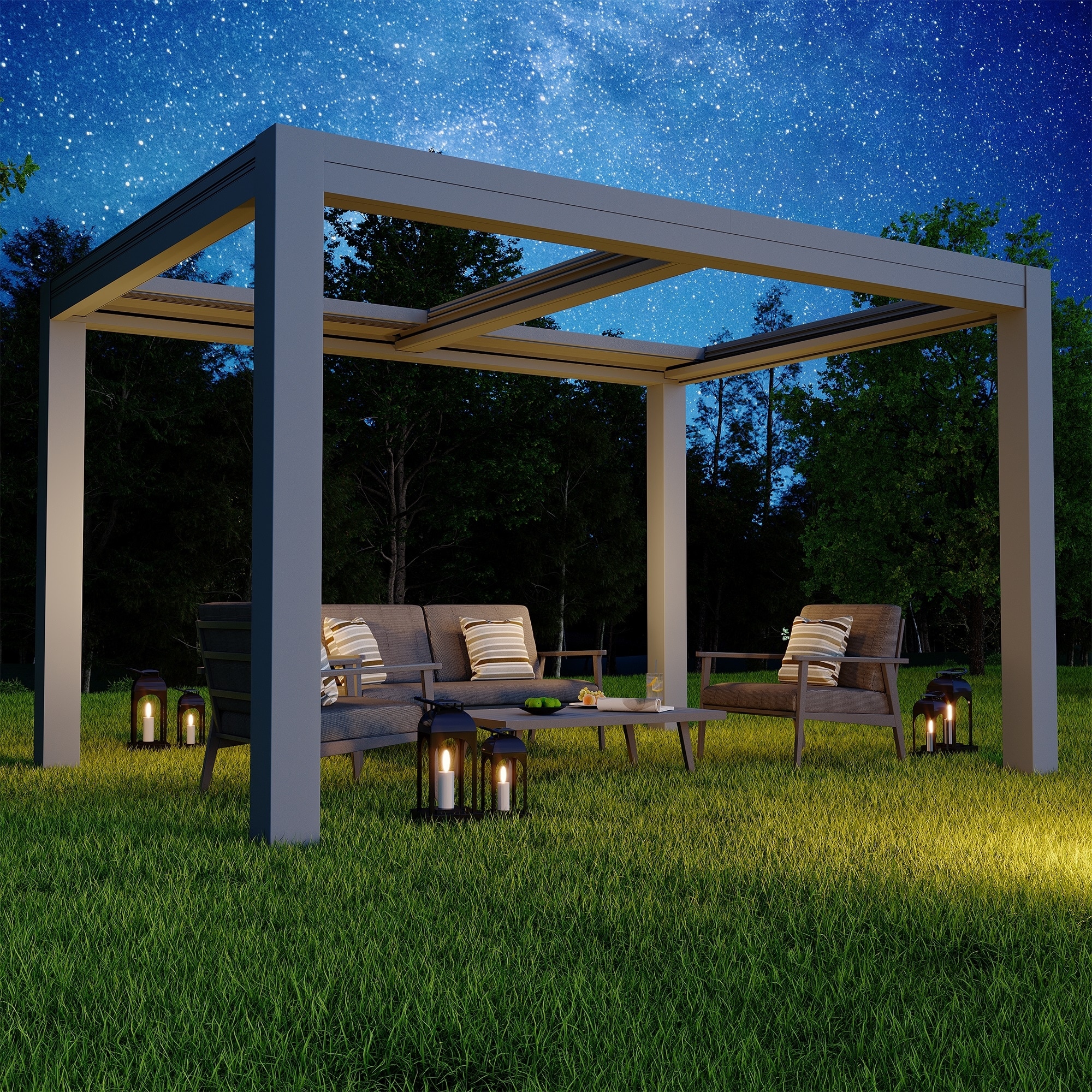 EROMMY Louvered Pergola 10x13, Aluminum Motorized Pergola with