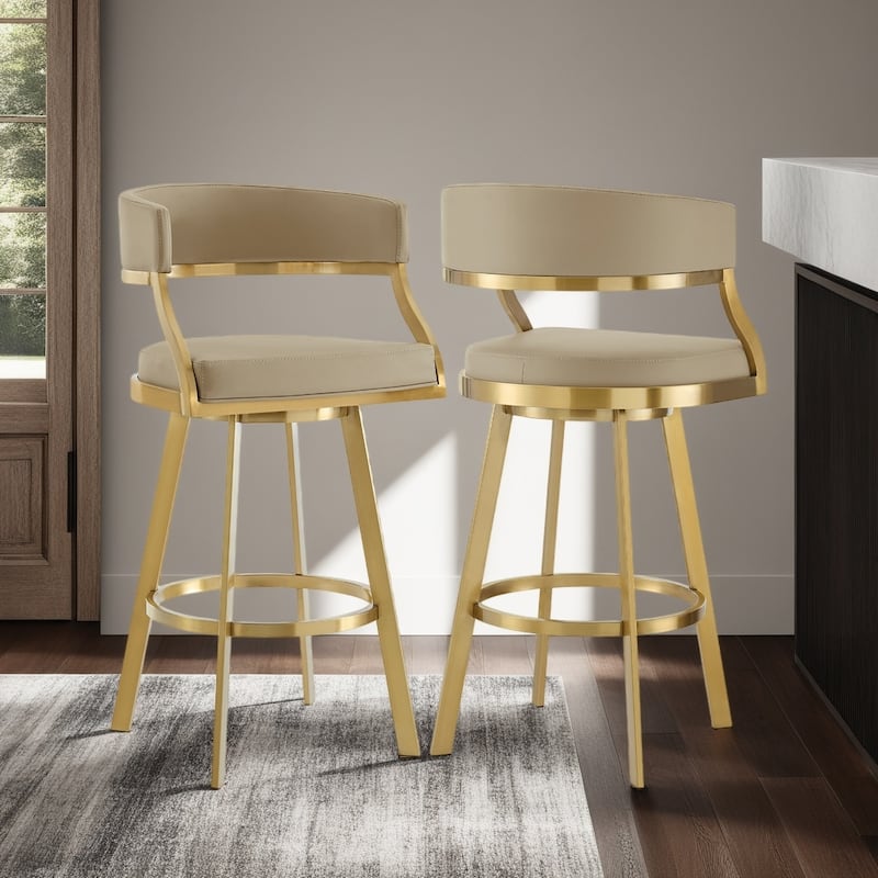 Saturn Modern Swivel Bar Stool, Upholstered Counter Chair with Metal Frame