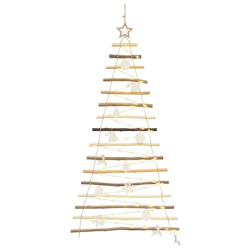 vidaXL Christmas Tree with LEDs Natural Solid Ash wood