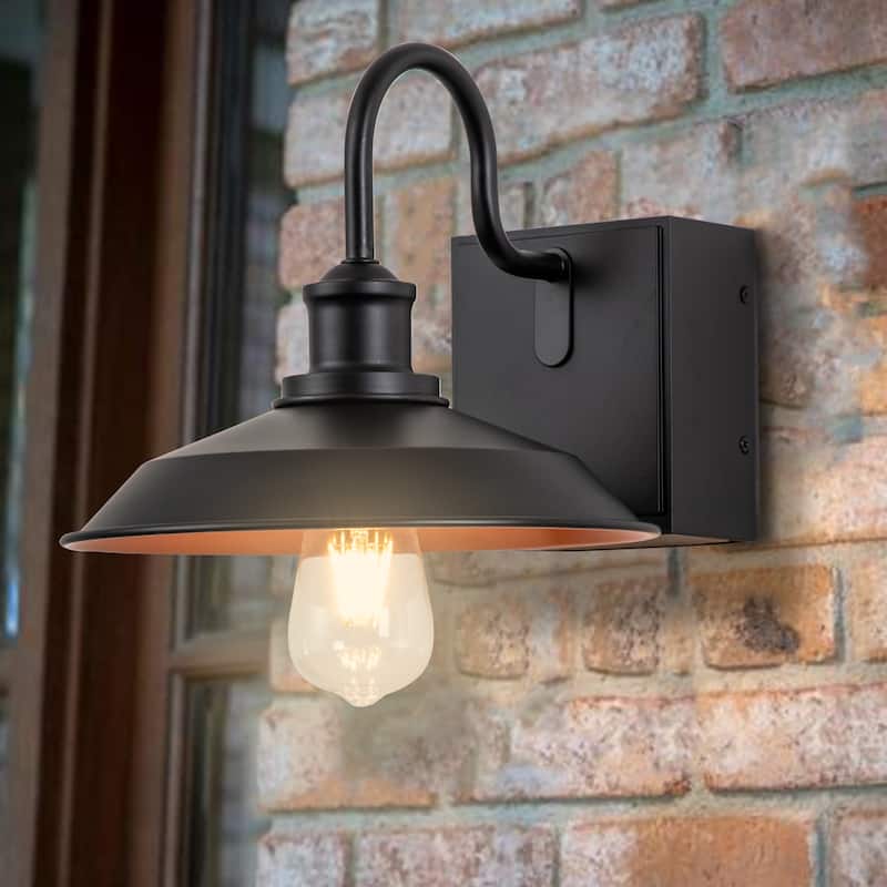 14" Outdoor Barn Wall Light with GFCI outlet