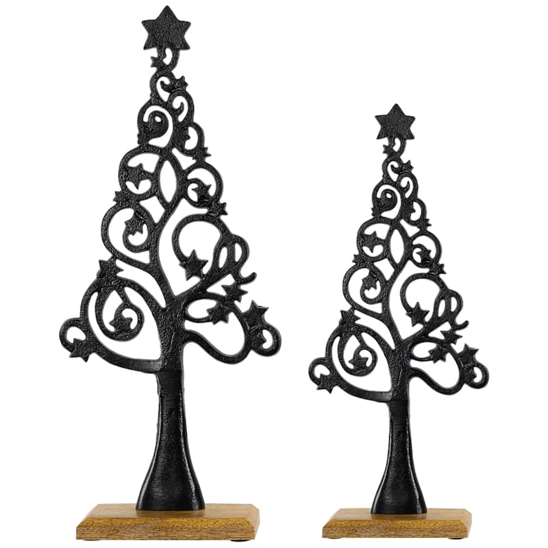Starry Trees Metal Christmas Decorations - 18.5" - Set of 2 - 2'