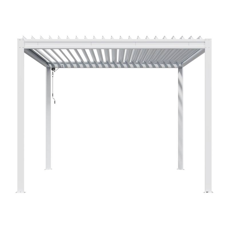 10 x 10 ft Aluminum Louvered Pergola with Adjustable Roof - White
