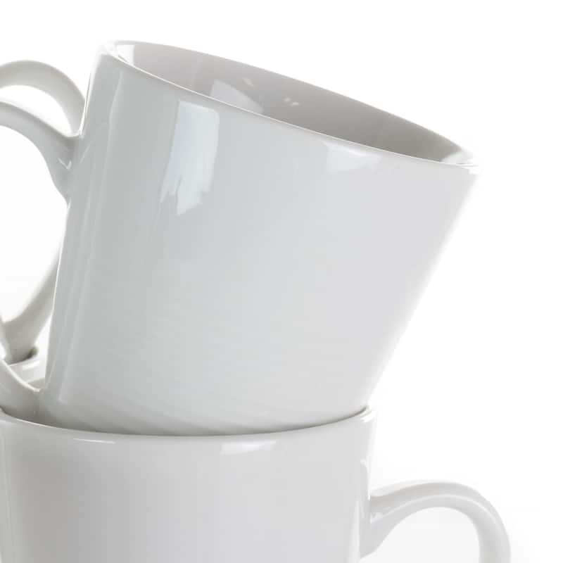 12 Ounce Sturdy Porcelain Mug 8 Piece Set in White