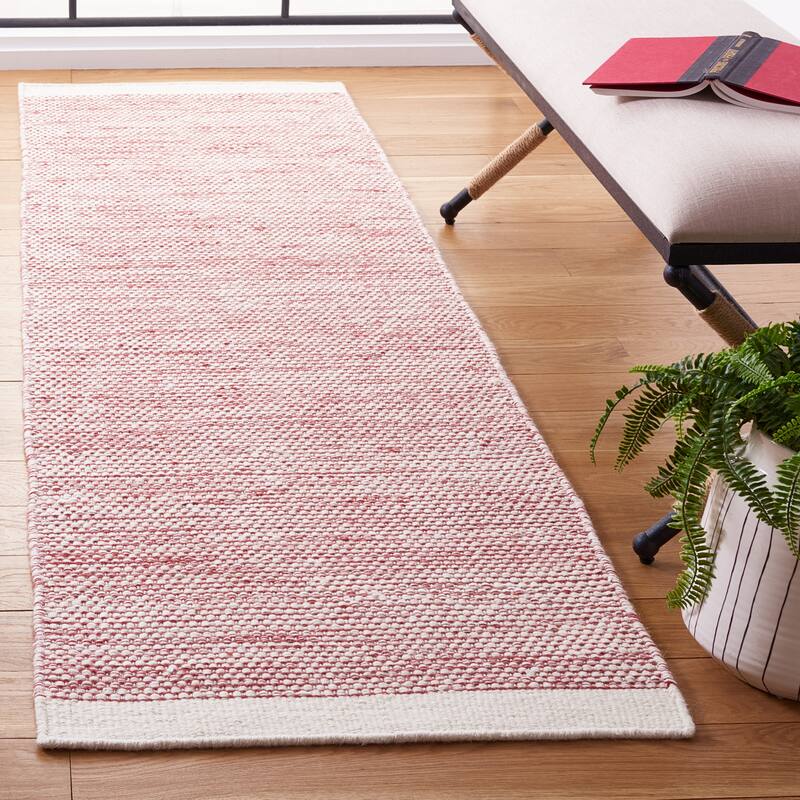 SAFAVIEH Handmade Natura Ludmila Farmhouse Wool Rug - 2'3" x 8' Runner - Red/Ivory