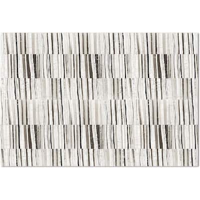 Neutral Stripes Design Deco-Floormat, Decorative Mat, Waterproof, Low Profile, Eco-Friendly Non Slip, Made in The USA (3' x 2')