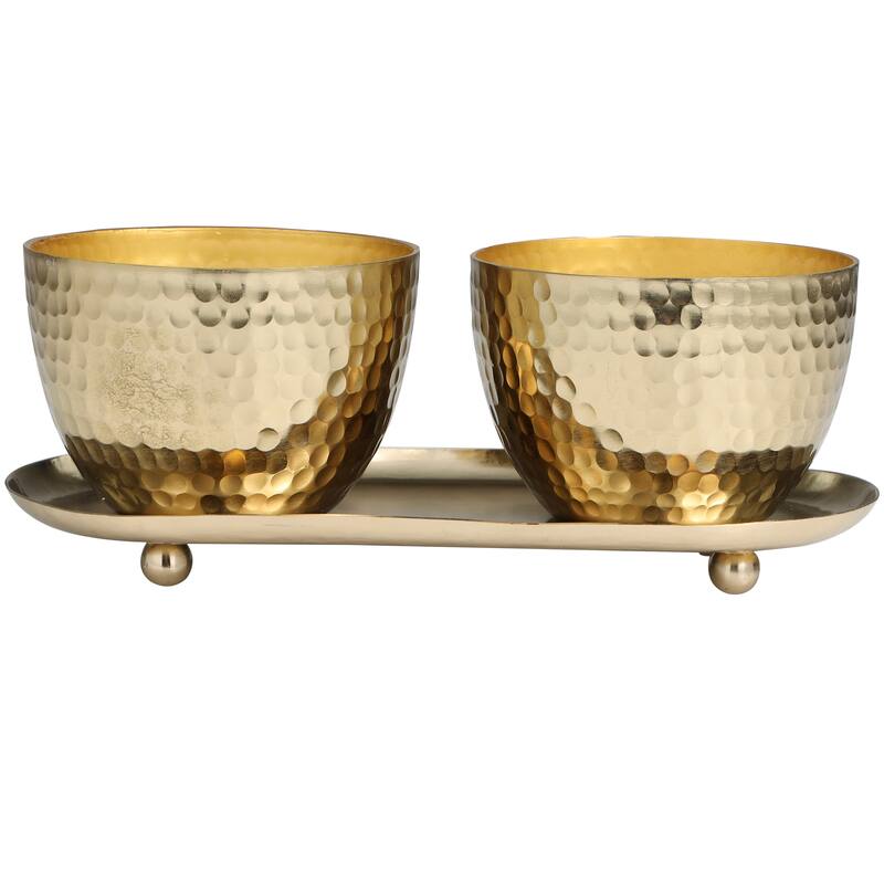 Gold or Copper or Silver Metal Scented Hammered 10 oz 1 Wick Candle with White Wax (Set of 2)